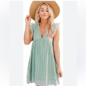 Mint Green Eyelet Sleeveless dress/romper size medium